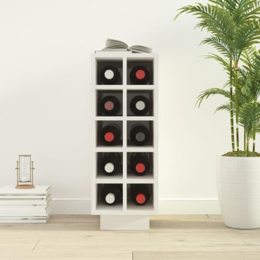 vidaXL Κάβα Κρασιών Λευκή 23x34x61cm από Μασίφ Ξύλο Πεύκου 1 τεμ.