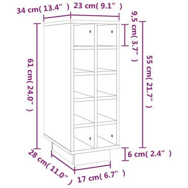 vidaXL Κάβα Κρασιών Λευκή 23x34x61cm από Μασίφ Ξύλο Πεύκου 1 τεμ.