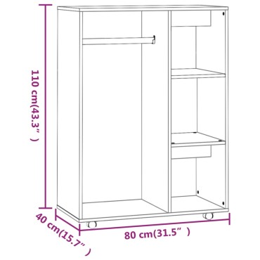 vidaXL Ντουλάπα Γκρι Sonoma 80x40x110cm από Επεξεργασμένο Ξύλο 1 τεμ.