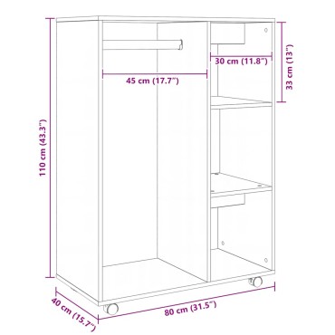 vidaXL Ντουλάπα Γκρι Sonoma 80x40x110cm από Επεξεργασμένο Ξύλο 1 τεμ.