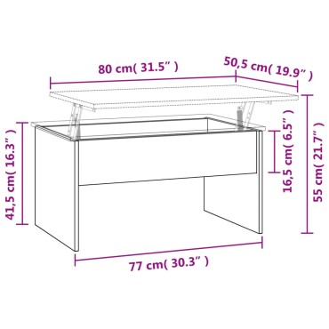 vidaXL Τραπεζάκι Σαλονιού Γκρι Sonoma80x50,5x41,5cm Επεξεργασμένο Ξύλο 1 τεμ.