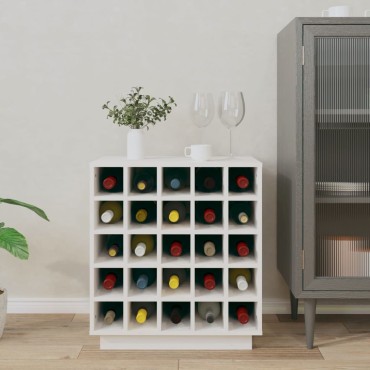 vidaXL Κάβα Κρασιών Λευκή 55,5x34x61cm από Μασίφ Ξύλο Πεύκου 1 τεμ.