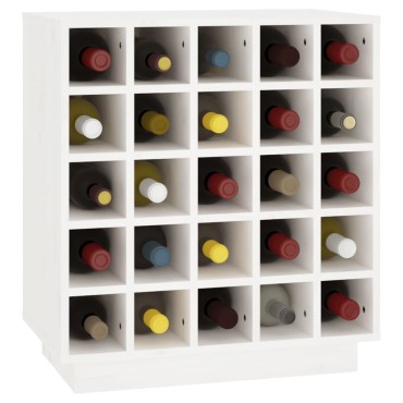 vidaXL Κάβα Κρασιών Λευκή 55,5x34x61cm από Μασίφ Ξύλο Πεύκου 1 τεμ.