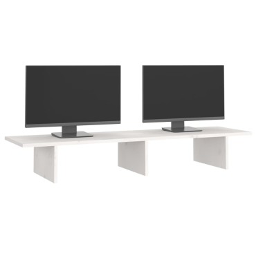 vidaXL Βάση Οθόνης Λευκή 100x27x15 εκ. από Μασίφ Ξύλο Πεύκου