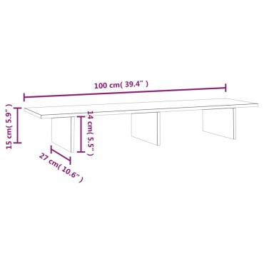 vidaXL Βάση Οθόνης Λευκή 100x27x15 εκ. από Μασίφ Ξύλο Πεύκου
