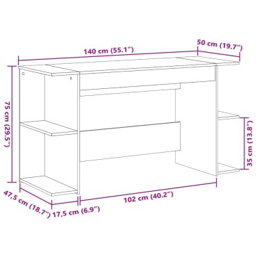 vidaXL Γραφείο Γκρι Sonoma 140x50x75cm από Επεξεργασμένο Ξύλο 1 τεμ.