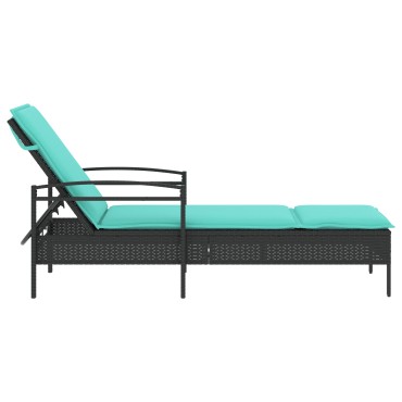vidaXL Ξαπλώστρα με Μαξιλάρι Μαύρη 63x200x81cm από Συνθετικό Ρατάν (μόνο για τις ΗΠΑ) 1 τεμ.