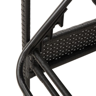 vidaXL Ξαπλώστρα με Μαξιλάρι Μαύρη 63x200x81cm από Συνθετικό Ρατάν (μόνο για τις ΗΠΑ) 1 τεμ.