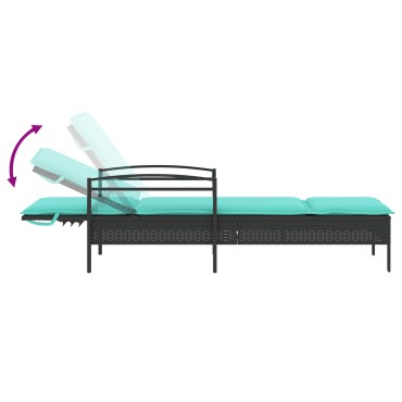 vidaXL Ξαπλώστρα με Μαξιλάρι Μαύρη 63x200x81cm από Συνθετικό Ρατάν (μόνο για τις ΗΠΑ) 1 τεμ.