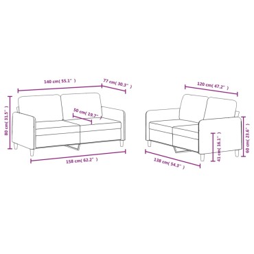 vidaXL Πολυθρόνες Σετ 2 τεμ. Καφέ από Βελούδο 138x77x80cm  Διθέσιος
