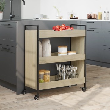 vidaXL Τρόλεϊ Κουζίνας Sonoma Δρυς 70x30x82cm από Επεξεργασμένο Ξύλο 1 τεμ.