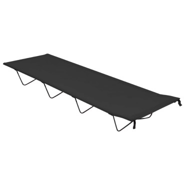 vidaXL Κρεβάτια Κάμπινγκ 2 τεμ Μαύρα 180x60x19 εκ Ύφασ. Oxford/Ατσάλι