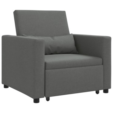vidaXL Καναπές Κρεβάτι Μονό Σκούρο γκρι 90x165x87cm ύφασμα 1 τεμ.