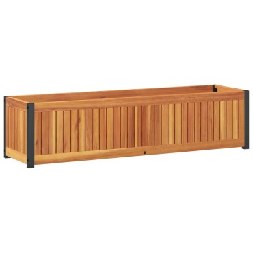 vidaXL Ζαρντινιέρα Κήπου 110x30x27,5 εκ. Μασίφ Ξύλο Ακακίας/Ατσάλι