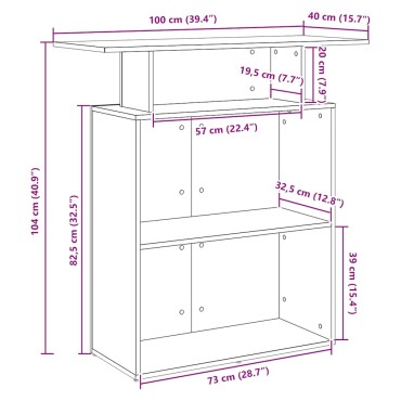 vidaXL Γραφείο Υποδοχής Λευκό 100x40x104cm από Τεχνητό Ξύλο 1 τεμ.