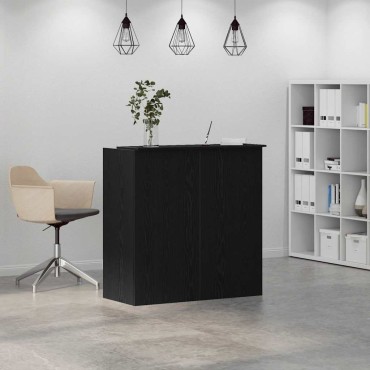 vidaXL Γραφείο υποδοχής Μαύρο Δρυς 100x50x103,5cm Επεξεργασμένο Ξύλο 1 τεμ.