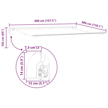 vidaXL Αναδιπλούμενη τέντα πορτοκαλί και καφέ 400 x 300 εκ