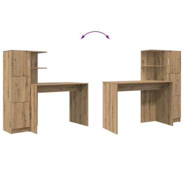 vidaXL Γραφείο Artisan Oak 133.5x50x124cm 2 τμχ. 1 τεμ.