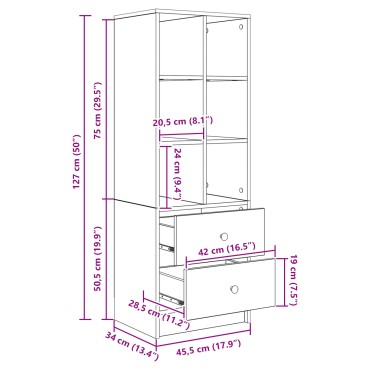 vidaXL Γραφείο Σκυρόδεμα Γκρι 115,5x50x127cm 2 τμχ. 1 τεμ.