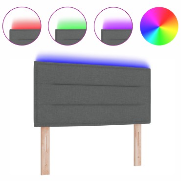 vidaXL LED κεφαλάρι με LED ταινίες φωτός Σκούρο Γκρι ύφασμα 80x7x88cm