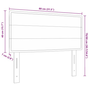 vidaXL LED κεφαλάρι με LED ταινίες φωτός Σκούρο Γκρι ύφασμα 80x7x88cm