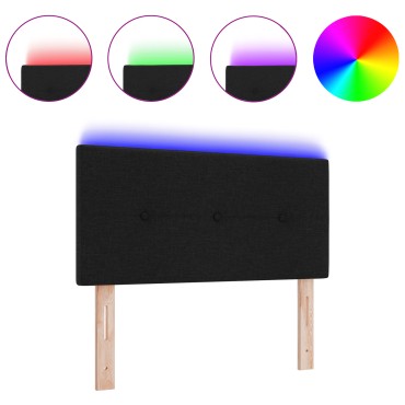vidaXL LED κεφαλάρι με LED ταινίες φωτός Μαύρο ύφασμα 80x7x88cm