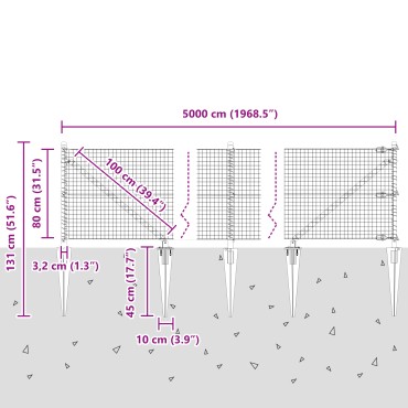 vidaXL Συρματόπλεγμα με ακίδες 50x0,8 m Χάλυβας με επικάλυψη PVC