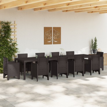 vidaXL Τραπέζι Κήπου Καφέ 350x100x74cm συνθετικό ρατάν 1 τεμ.