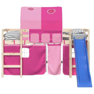 vidaXL Κουρτίνες για Κρεβάτι Κουκέτα με Τούνελ Ροζ από Πολυεστέρα