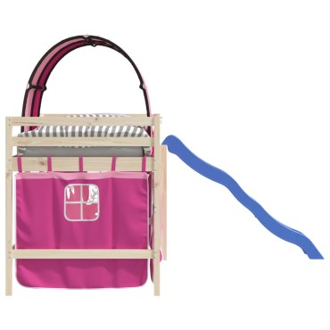 vidaXL Κουρτίνες για Κρεβάτι Κουκέτα με Τούνελ Ροζ από Πολυεστέρα