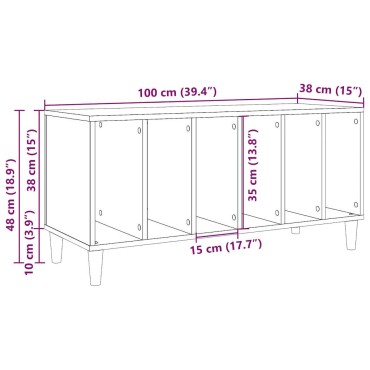 vidaXL Έπιπλο Δίσκων Παλιό Ξύλο 100x38x48cm από Επεξεργασμένο Ξύλο 1 τεμ.