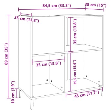 vidaXL Δισκοθήκη Παλιό Ξύλο 84,5x38x89cm από Επεξεργασμένο Ξύλο 1 τεμ.