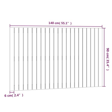 vidaXL Κεφαλάρι Τοίχου Λευκό 140x3x90cm από Μασίφ Ξύλο Πεύκου 1 τεμ.