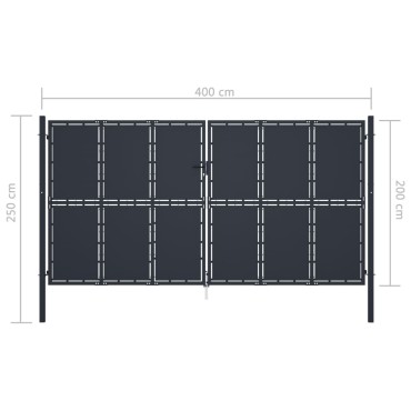 vidaXL Πόρτα Κήπου Ανθρακί 400x200 εκ. από Ατσάλι