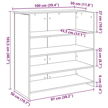 vidaXL Γραφείο υποδοχής 100x50x103,5cm Επεξεργασμένο Ξύλο 1 τεμ.