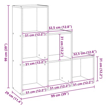 vidaXL Βιβλιοθήκη/Διαχωριστικό Χώρου 3 Επ. Δρυς 99x29x99cm Επ. Ξύλο 1 τεμ.