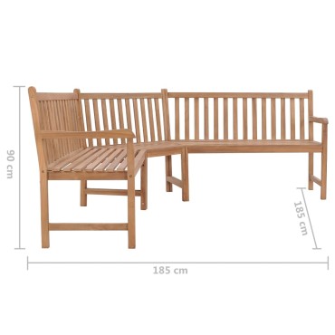 vidaXL Παγκάκι Γωνιακό Κήπου 185x185x90cm από Μασίφ Ξύλο Teak 1 τεμ.