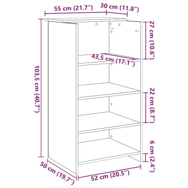 vidaXL Γραφείο Υποδοχής από Ξύλο Sonoma Δρυς 55x50x103,5cm από Τεχνητό Ξύλο 1 τεμ.