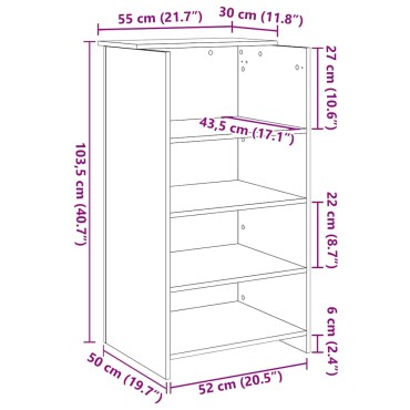 vidaXL Γραφείο Υποδοχής Λευκό 55x50x103,5cm από Τεχνητό Ξύλο 1 τεμ.