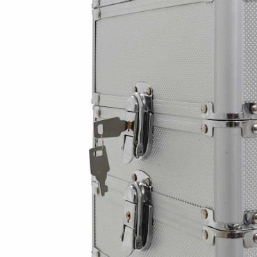 vidaXL Βαλίτσα Μακιγιάζ Τρόλεϊ Ασημί Αλουμινίου