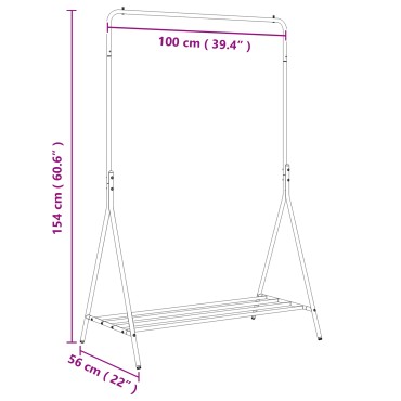 vidaXL Ράφι Ρούχων με αποθήκευση Μαύρο 100 x 56 x 154 εκ Ατσάλι