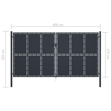 vidaXL Πόρτα Κήπου Ανθρακί 400x175 εκ. από Ατσάλι
