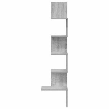 vidaXL Γωνιακή Ραφιέρα Τοίχου Γκρι Sonoma 32x32x127,5cm Επεξ. Ξύλο 1 τεμ.