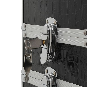 vidaXL Βαλίτσα Μακιγιάζ Τρόλεϊ Μαύρη με Κροκό Σχέδιο Αλουμινίου