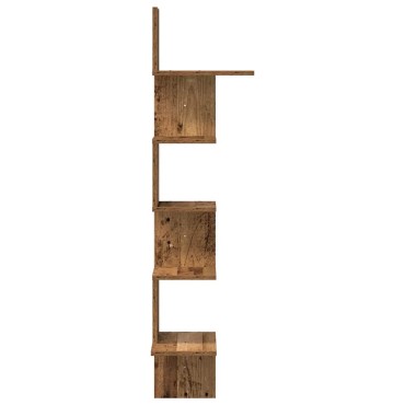 vidaXL Γωνιακή Ραφιέρα Τοίχου Παλιό Ξύλο 32x32x127,5cm Μοριοσανίδα 1 τεμ.