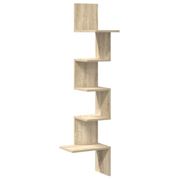 vidaXL Γωνιακή Ραφιέρα Τοίχου Ξύλο Δρυός 32x32x127,5cm Μοριοσανίδα 1 τεμ.