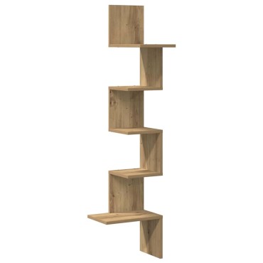vidaXL Γωνιακό ράφι τοίχου Δρυς τεχνίτης 32x32x127,5cm
