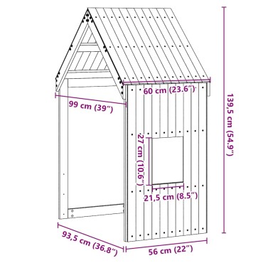 vidaXL Οροφή Κρεβατιού Παιδική 60x99x139,5 εκ. από Μασίφ Ξύλο Πεύκου