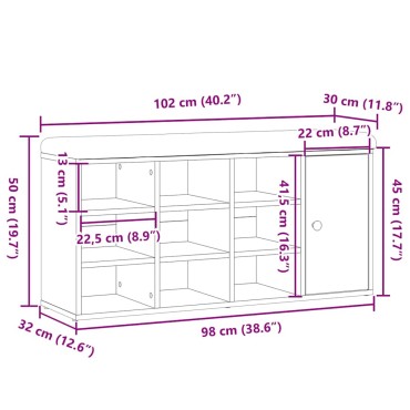 Πάγκος παπουτσιών vidaXL Artisan Oak 102x32x50cm Κατασκευασμένο ξύλο