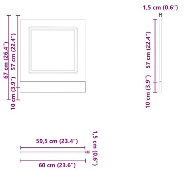 vidaXL Πίνακας πλυντηρίου πιάτων Kalmar Μαύρο 60x1,5x57cm